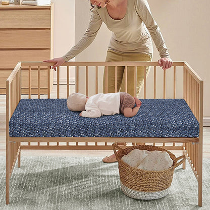 Vintage Blue Denim Jeans Print Baby Crib Sheet
