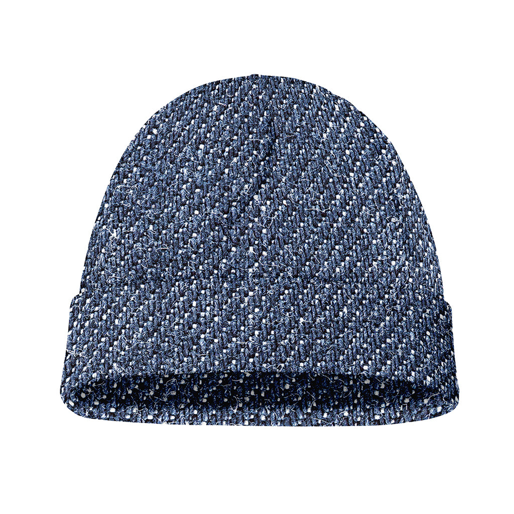 Vintage Blue Denim Jeans Print Beanie