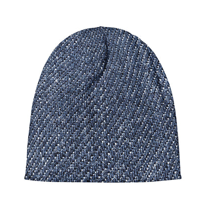 Vintage Blue Denim Jeans Print Beanie