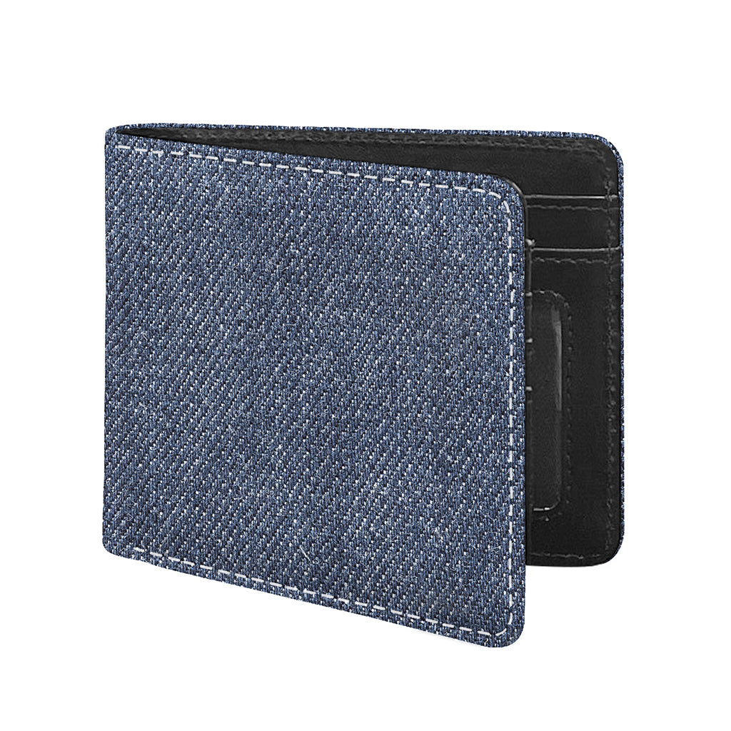 Vintage Blue Denim Jeans Print Bifold Wallet