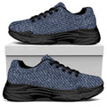 Vintage Blue Denim Jeans Print Black Chunky Shoes