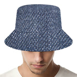 Vintage Blue Denim Jeans Print Bucket Hat