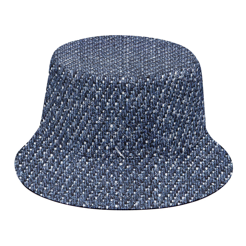 Vintage Blue Denim Jeans Print Bucket Hat