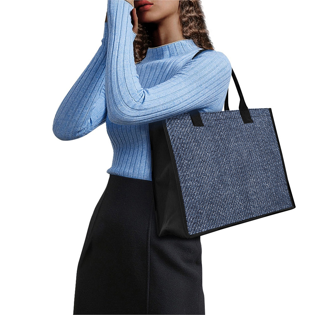 Vintage Blue Denim Jeans Print Canvas Tote Bag