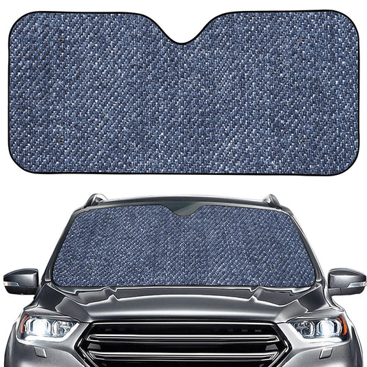 Vintage Blue Denim Jeans Print Car Windshield Sun Shade
