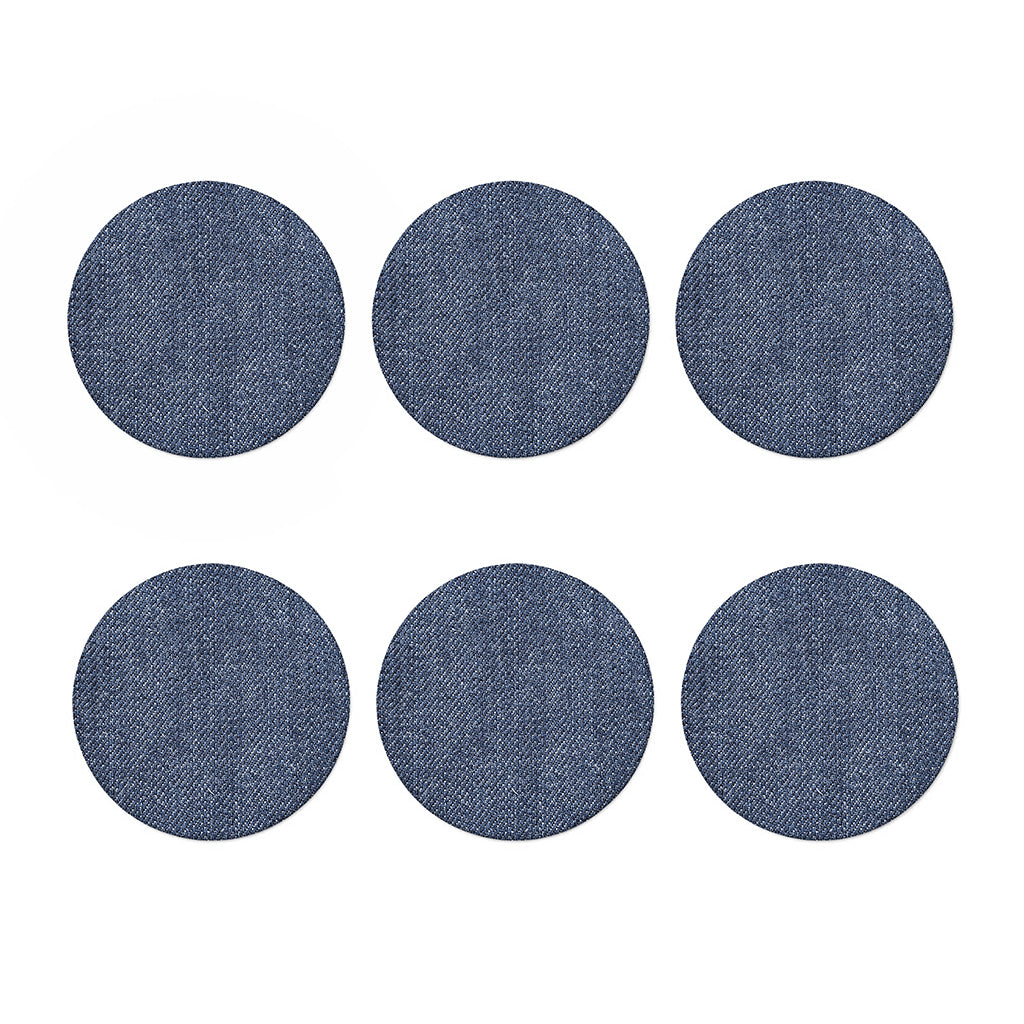 Vintage Blue Denim Jeans Print Coaster Set