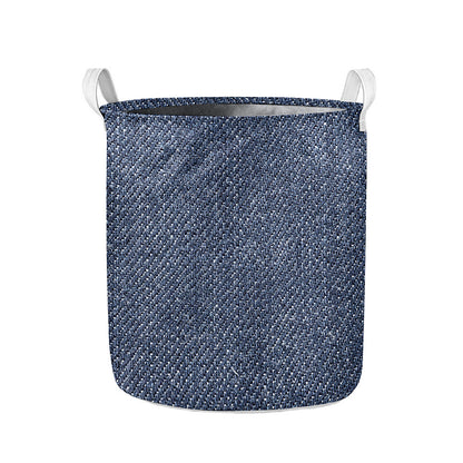 Vintage Blue Denim Jeans Print Collapsible Laundry Basket