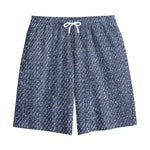 Vintage Blue Denim Jeans Print Cotton Shorts