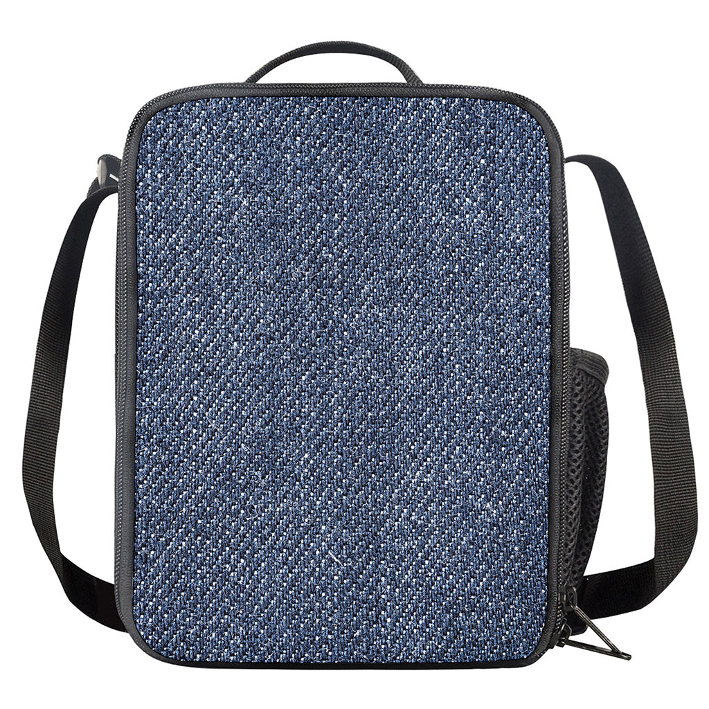 Vintage Blue Denim Jeans Print Crossbody Lunch Bag