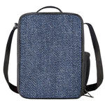 Vintage Blue Denim Jeans Print Crossbody Lunch Bag