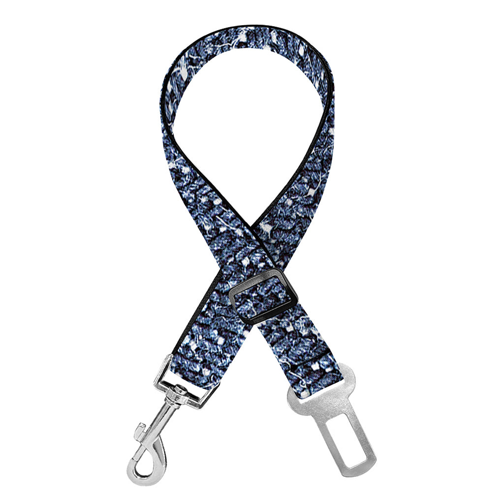 Vintage Blue Denim Jeans Print Dog Seat Belt