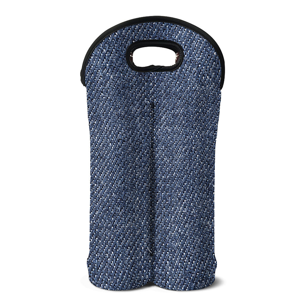 Vintage Blue Denim Jeans Print Double Neoprene Wine Tote