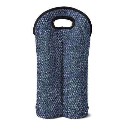 Vintage Blue Denim Jeans Print Double Neoprene Wine Tote