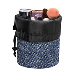 Vintage Blue Denim Jeans Print Drawstring Makeup Bag