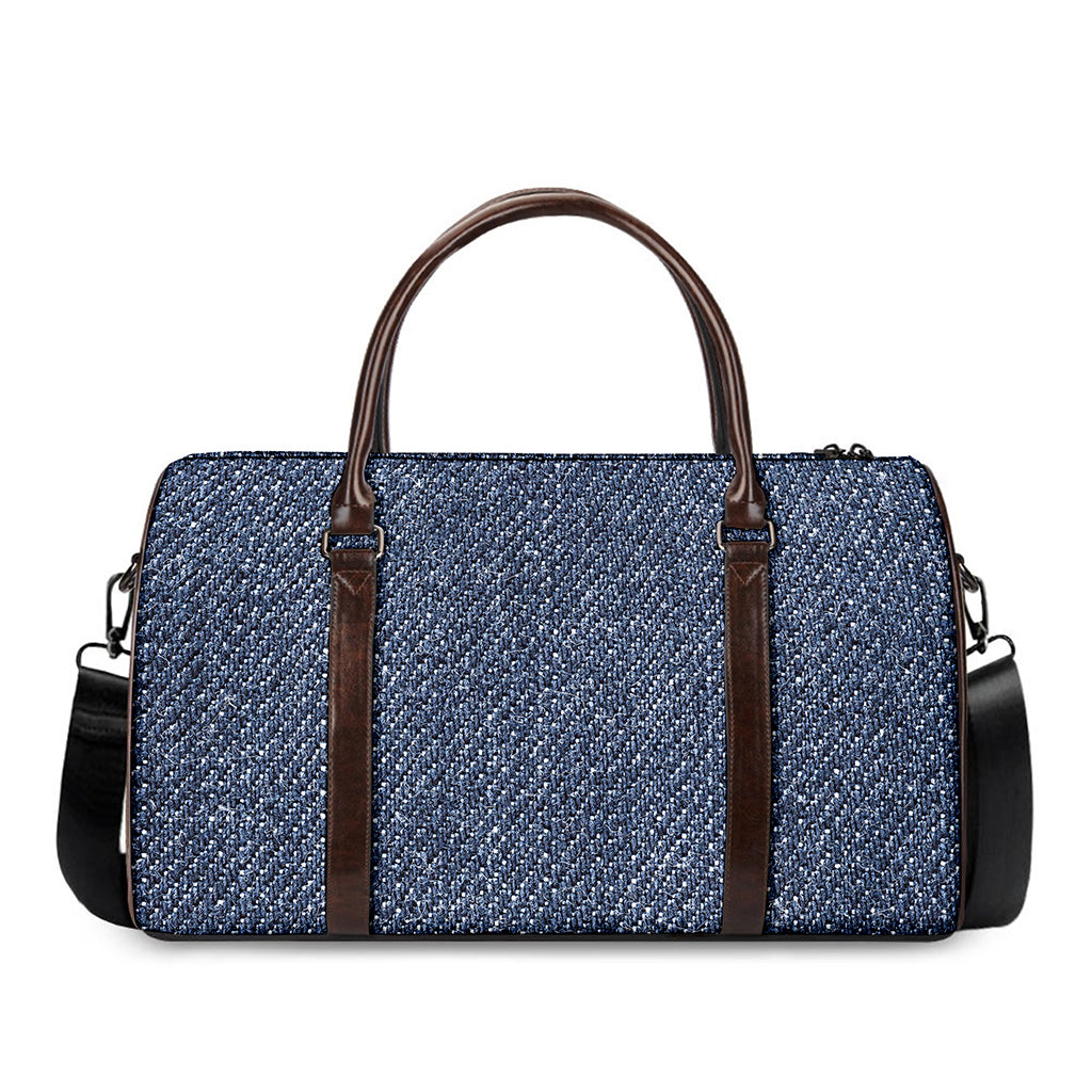 Vintage Blue Denim Jeans Print Duffle Bag