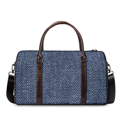Vintage Blue Denim Jeans Print Duffle Bag