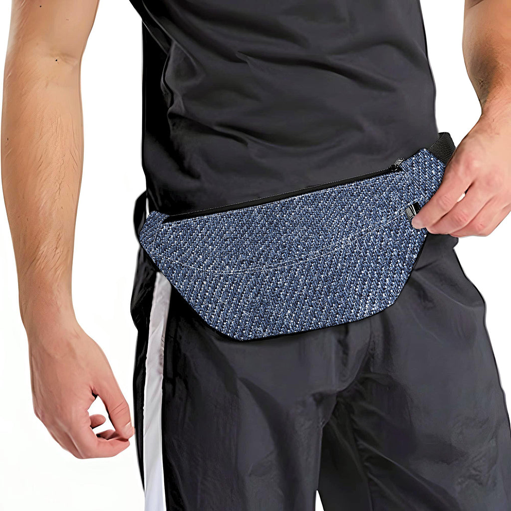 Vintage Blue Denim Jeans Print Fanny Pack