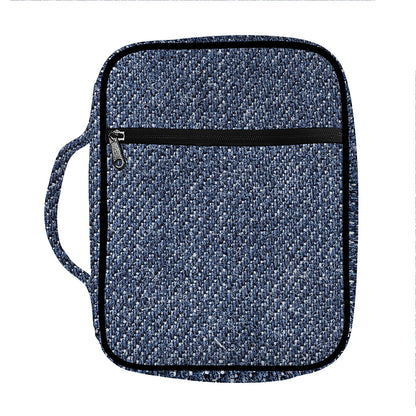 Vintage Blue Denim Jeans Print Front Pocket Bible Bag