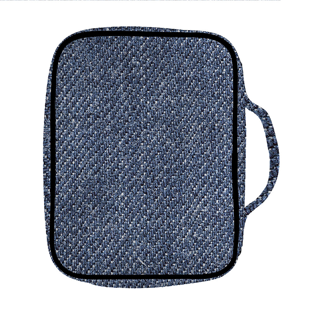 Vintage Blue Denim Jeans Print Front Pocket Bible Bag