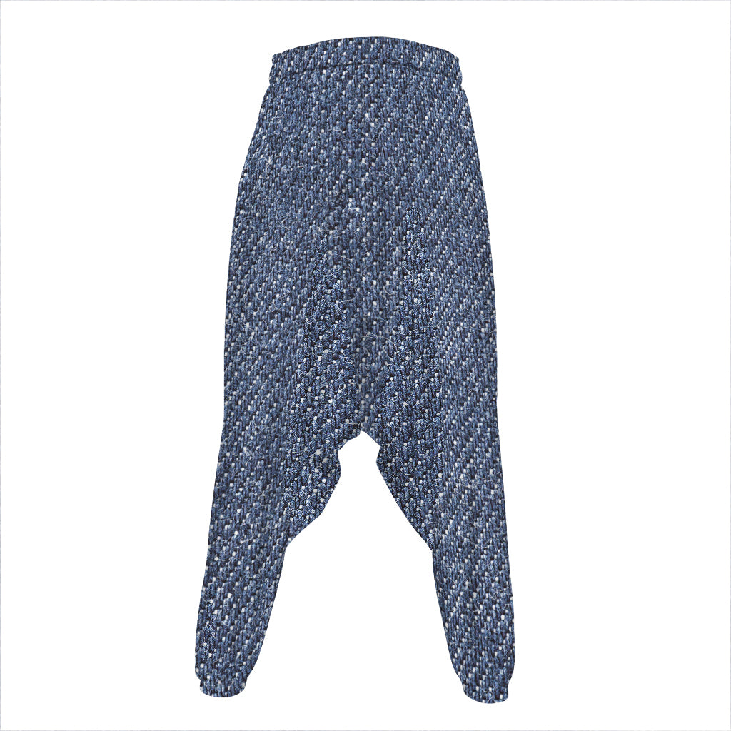 Vintage Blue Denim Jeans Print Hammer Pants