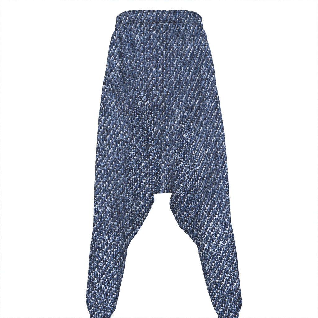Vintage Blue Denim Jeans Print Hammer Pants