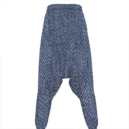 Vintage Blue Denim Jeans Print Hammer Pants