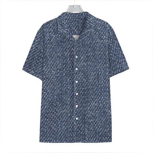 Vintage Blue Denim Jeans Print Hawaiian Shirt