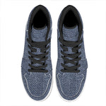 Vintage Blue Denim Jeans Print High Top Leather Sneakers