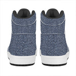 Vintage Blue Denim Jeans Print High Top Leather Sneakers