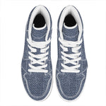 Vintage Blue Denim Jeans Print High Top Leather Sneakers