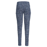 Vintage Blue Denim Jeans Print High-Waisted Pocket Leggings