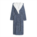 Vintage Blue Denim Jeans Print Hooded Bathrobe