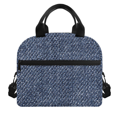 Vintage Blue Denim Jeans Print Insulated Lunch Bag