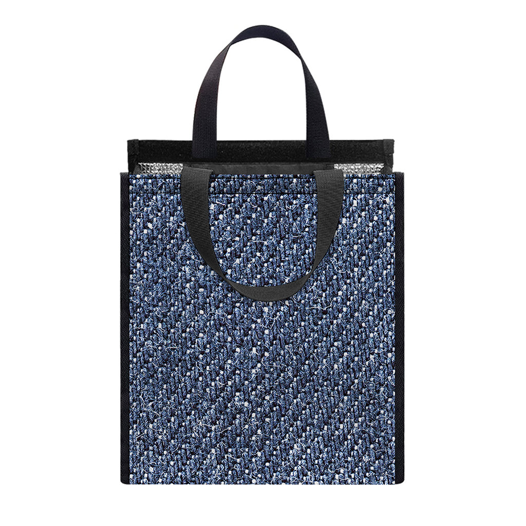 Vintage Blue Denim Jeans Print Insulated Lunch Tote