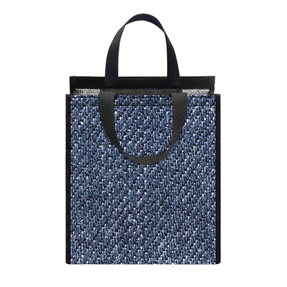Vintage Blue Denim Jeans Print Insulated Lunch Tote