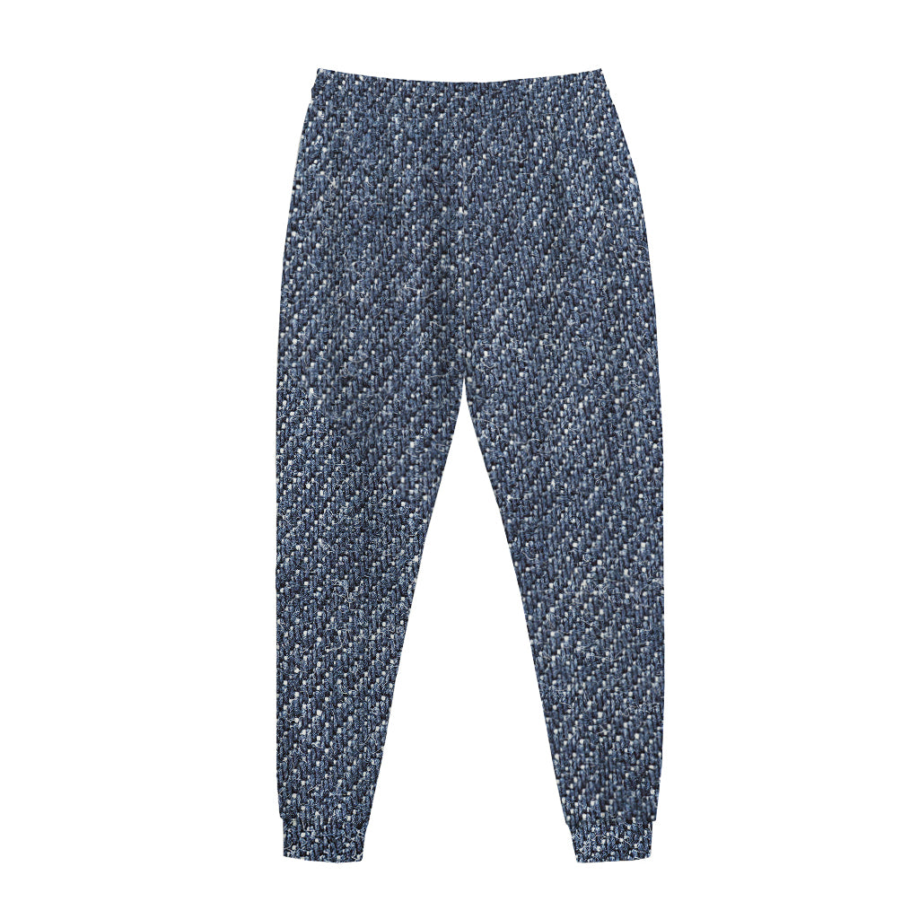 Vintage Blue Denim Jeans Print Jogger Pants