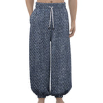 Vintage Blue Denim Jeans Print Lantern Pants