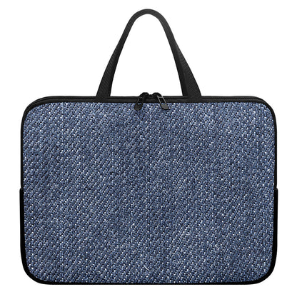 Vintage Blue Denim Jeans Print Laptop Sleeve With Handle