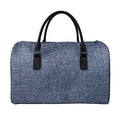 Vintage Blue Denim Jeans Print Leather Duffel Bag