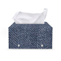 Vintage Blue Denim Jeans Print Leather Tissue Box Cover