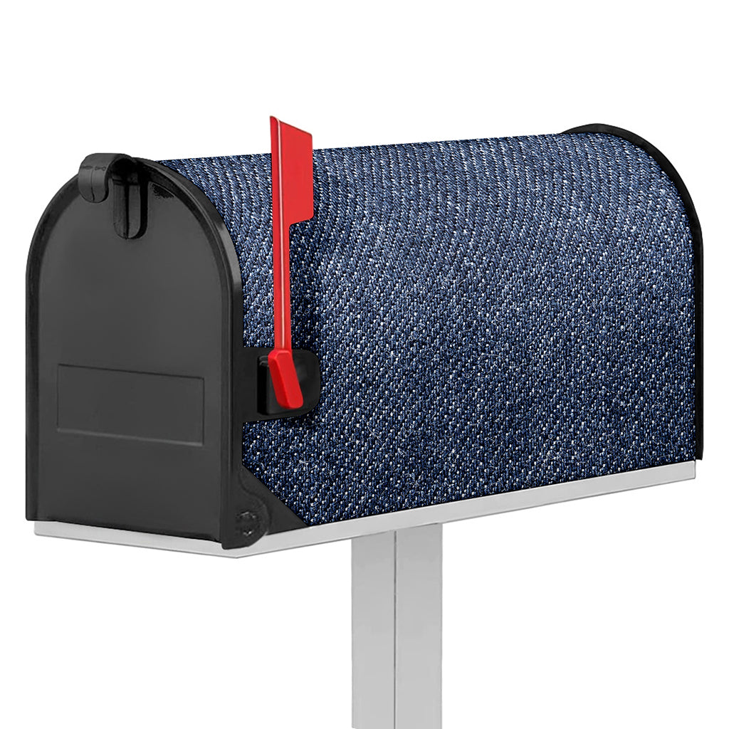 Vintage Blue Denim Jeans Print Mailbox Cover