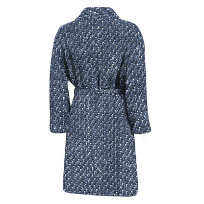 Vintage Blue Denim Jeans Print Men's Bathrobe