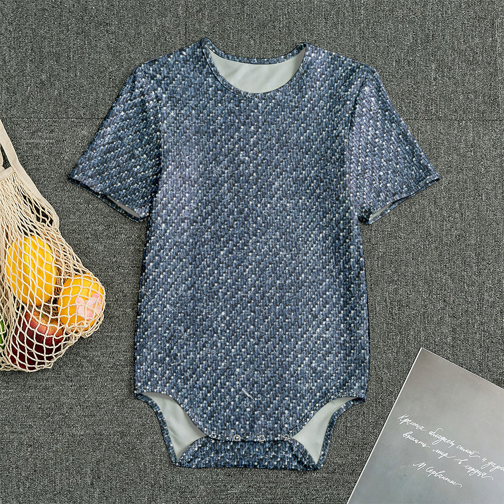 Vintage Blue Denim Jeans Print Men's Bodysuit