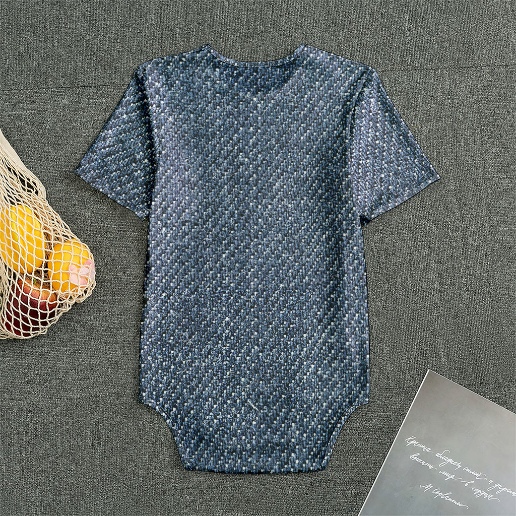 Vintage Blue Denim Jeans Print Men's Bodysuit