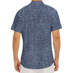 Vintage Blue Denim Jeans Print Men's Deep V-Neck Shirt