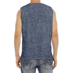 Vintage Blue Denim Jeans Print Men's Fitness Tank Top