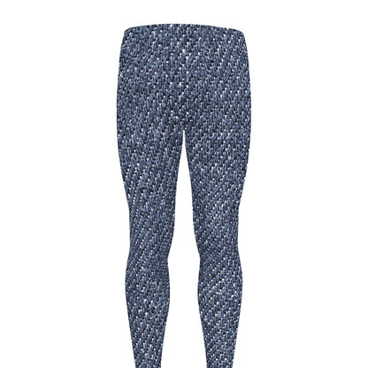 Vintage Blue Denim Jeans Print Men's leggings