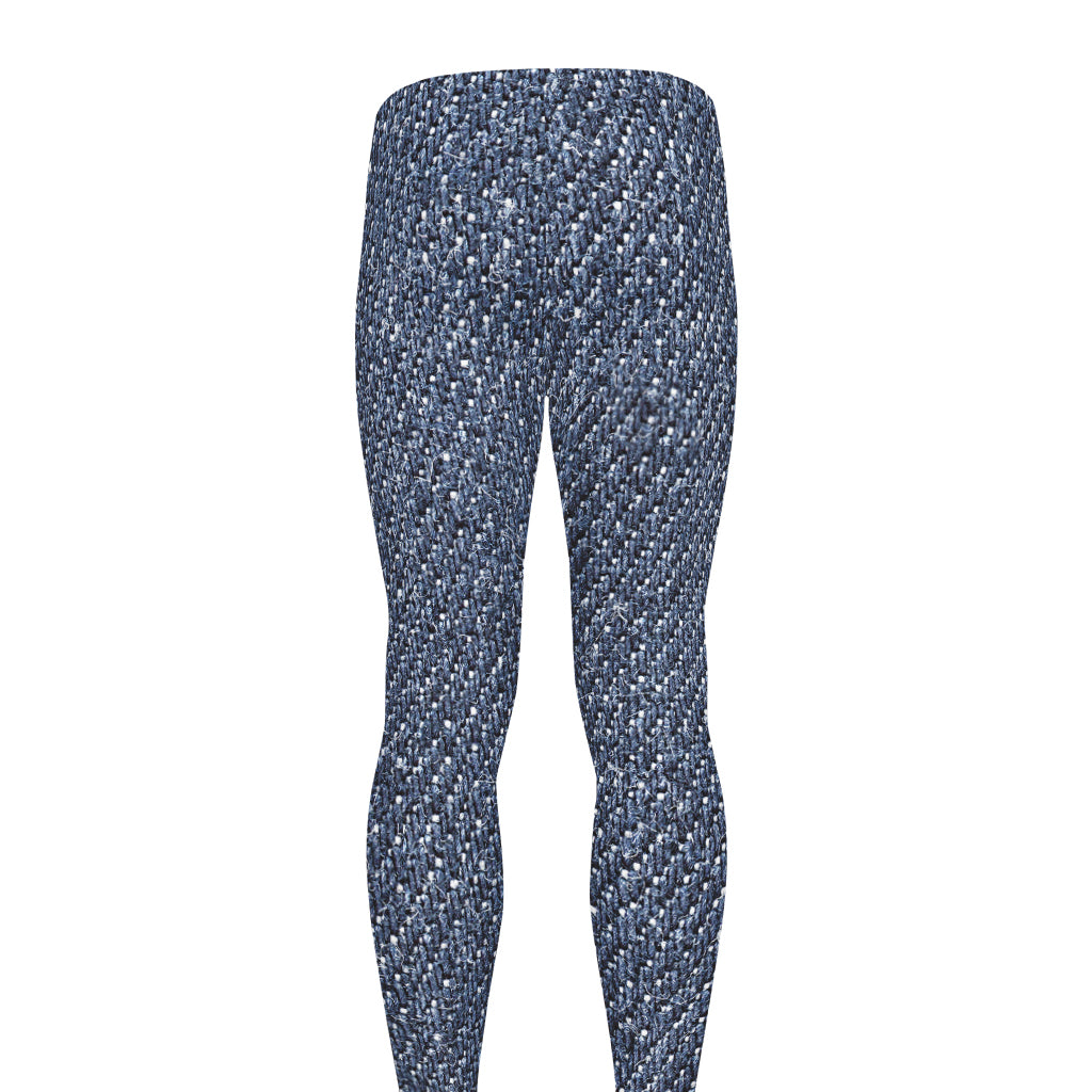 Vintage Blue Denim Jeans Print Men's leggings