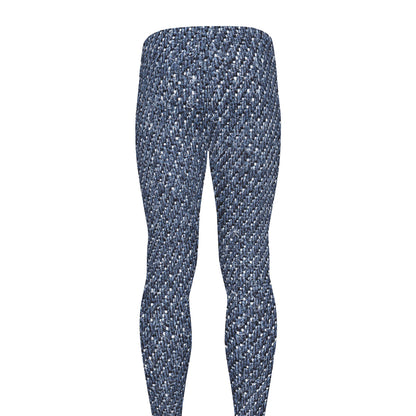Vintage Blue Denim Jeans Print Men's leggings