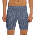 Vintage Blue Denim Jeans Print Men's Long Boxer Briefs